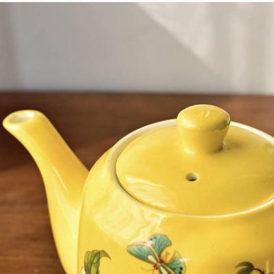 BỘ ẤM CHÉN MEN MÀU HỌA TIẾT HOA LÁ